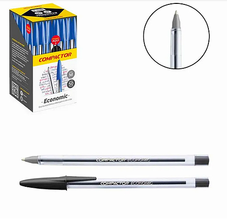 CANETA ESF 1.0MM PRETA COMPACTOR