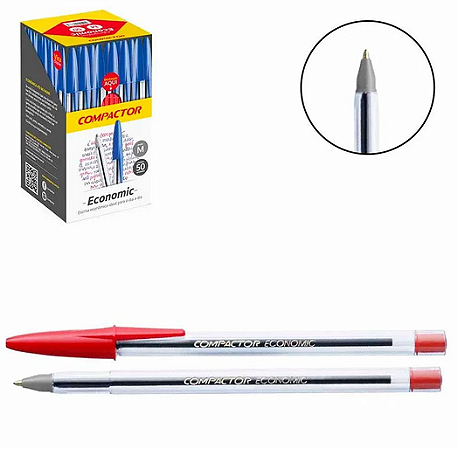 CANETA ESF 1.0MM VERMELHA COMPACTOR