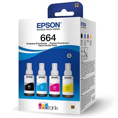 KIT TINTA EPSON T664520-4P - Preto/Ciano/Magenta/Amarelo