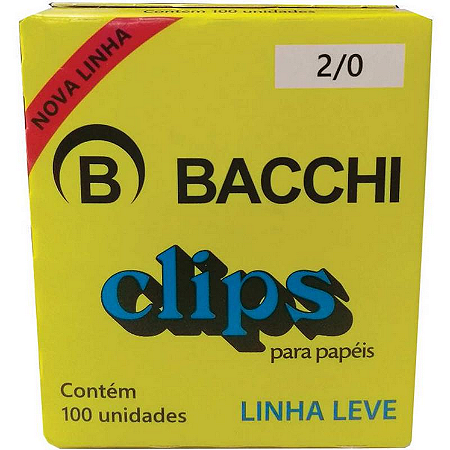 CLIPES 2/0 GALVANIZADO P/ PAPEIS CX C/ 100UN BACCHI