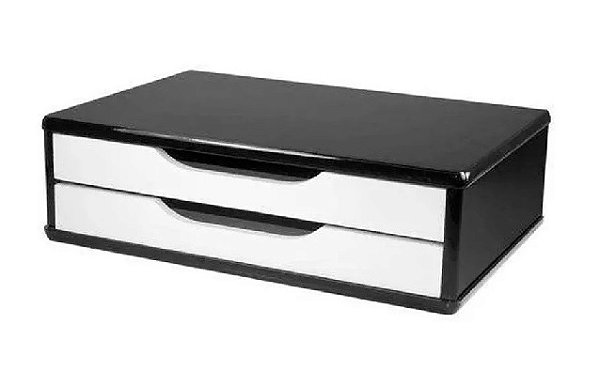 Suporte p/ Monitor c/ 2 gav em MDF Preto/Branco Souza