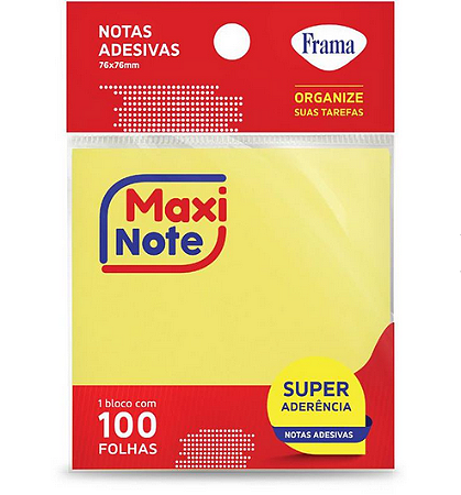 BLOCO ADESIVO 76MM X 76MM AMARELO C/ 100FLS FRAMA