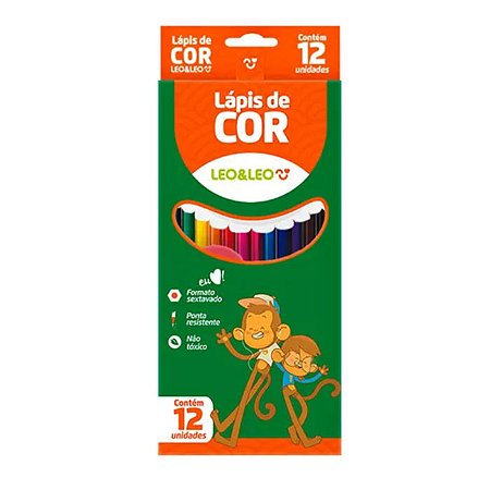 LAPIS DE COR SEXTAVADO 12 CORES LEO E LEO