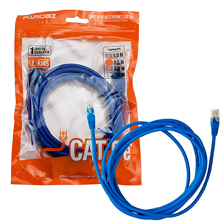 CABO DE REDE PATCH CORD CAT.5E 2,5M PLUS CABLE