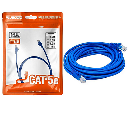CABO DE REDE PACTH CORD CAT.5E 5M PLUS CABLE