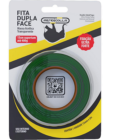 FITA ADESIVA DUPLA FACE MASSA ACRILICA 19MM X 2M RENDICOLLA