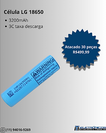 Kit 30 Células LG 18650 - 2800mAh à 3200mAh