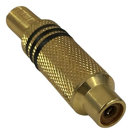 Plug Jack RCA Fêmea Metálico Dourado com Mola