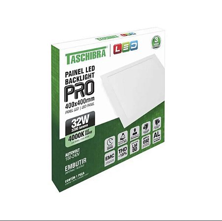 Painel LED Backlight Pro Embutir 4000K 40x40 Taschibra