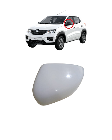 Capa Externa Retrovisor Renault Kwid Original Branco Esquerdo
