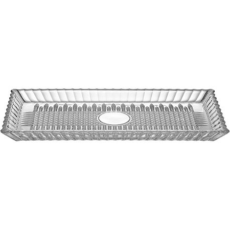 Bandeja Travessa De Vidro Luxo Mesa Cozinha Sala 34x17cm