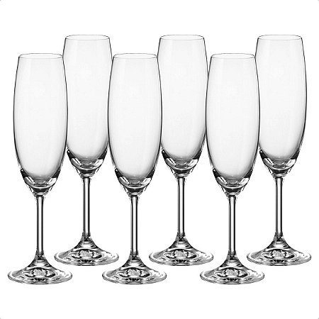 Conjunto Com 6 Taças de Champanhe Festas Bruna Cristal 220ml