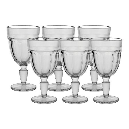 Jogo de 6 Taças Água Gavin de Vidro Para Sucos Bebidas 310ml