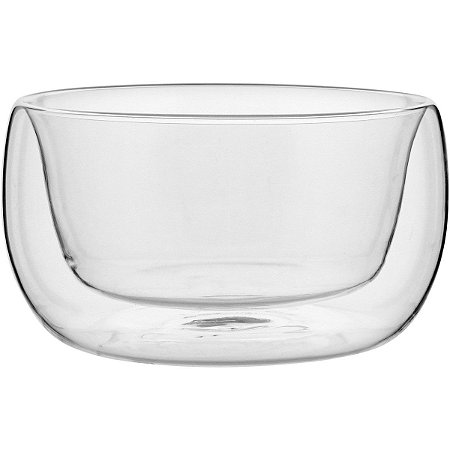 Tigela De Vidro Saladeira Com Parede Dupla Luxo 450ml 13x7cm