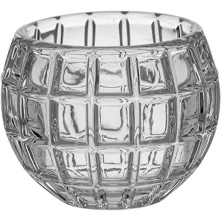 Castiçal Porta Velas De Vidro Transparente Alto Brilho 8cm