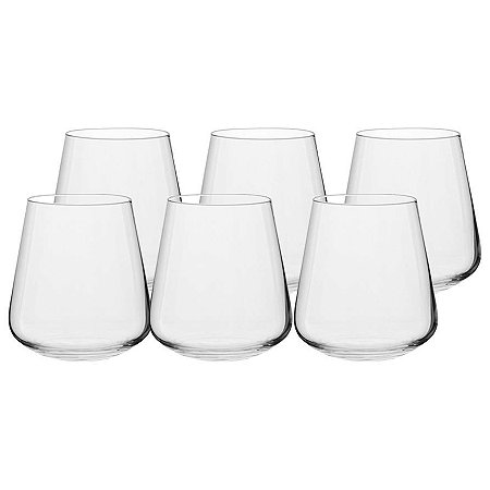 Jogo com 6 Copos de Cristal Para Uísque Bohemia Sandra 400ml