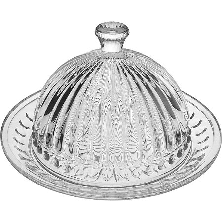 Queijeira Porta Queijos Vidro Tranparente Com Tampa C13x20cm