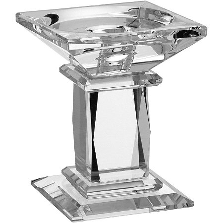 Castiçal De Cristal Porta Velas Decorativo Sofisticado 10cm