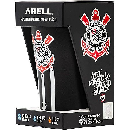 Copo Térmico Corinthians Arell Para Bebidas Café Com Tampa 500ml