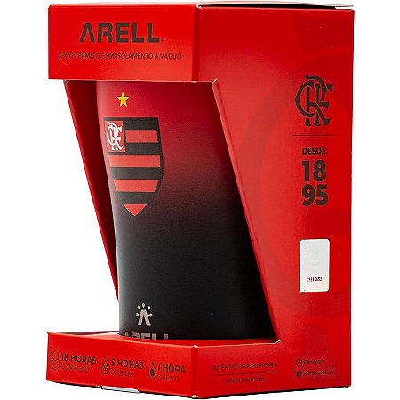 Copo Térmico Arell Tulip Flamengo Rubro Negro Com Tampa 500ml