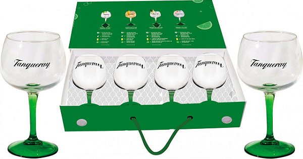 Conjunto Maleta Com 4 Taças Tanqueray Para Gin Verde 600ml