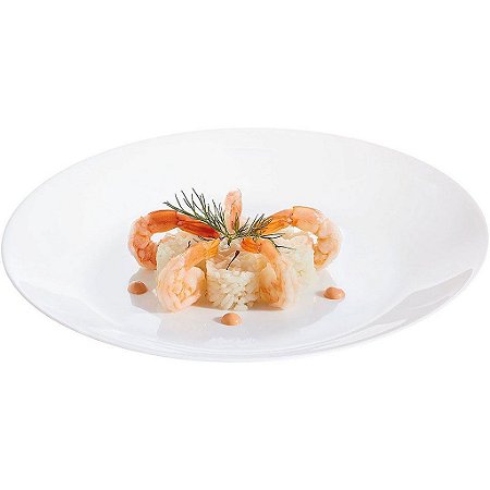 Kit 6 Pratos Raso de Vidro Temperado Branco Arcopal Zelie
