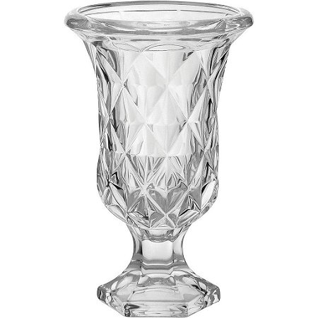 Vaso Para Plantas Com Pé de Cristal Eco Full Diamond 24x15cm