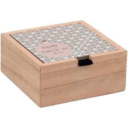 Caixa Organizadora Penélope Madeira Bege Home&Co Decorativa