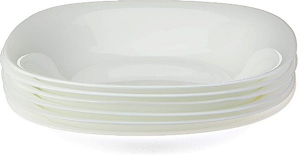 Prato Fundo Luminarc Carine de Vidro Temperado Branco 6 Pçs