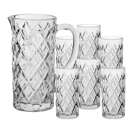 Jogo de Jarra e Copos de Cristal Mellione Chique 1L 7Pçs
