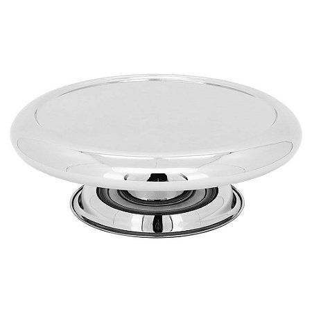 Prato para Bolo Sobremesa Quazar Inox Prata Com Pé 11x32cm