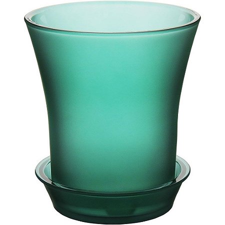 Vaso Orchid de Vidro Musgo com Prato Home & Co 17x16cm