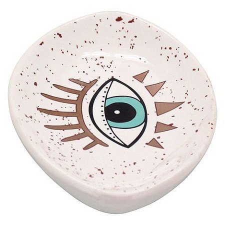 Adorno de Cerâmica Olho Decorativo Para Enfeite Sala 10x7cm