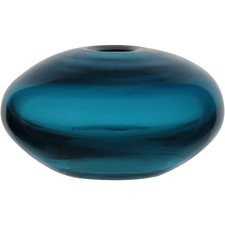 Vaso Para Enfeite Decoração de Vidro Azul Gicy Design Luxo
