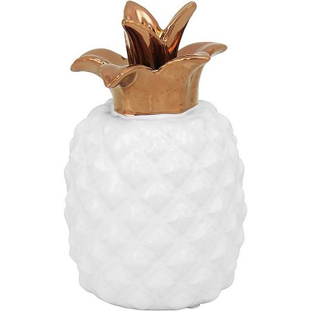 Abacaxi Decorativo em Cerâmica Branco Adorno Para Sala Casa