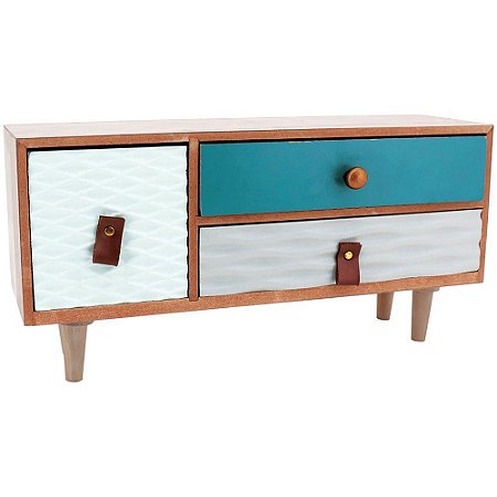 Mini Gaveteiro Organizador em Mdf Verde Para Casa Decorativo
