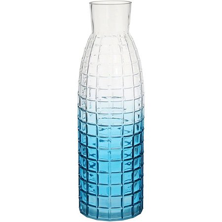 Garrafa Decorativa De Vidro Detalhado Azul Degrade Grande