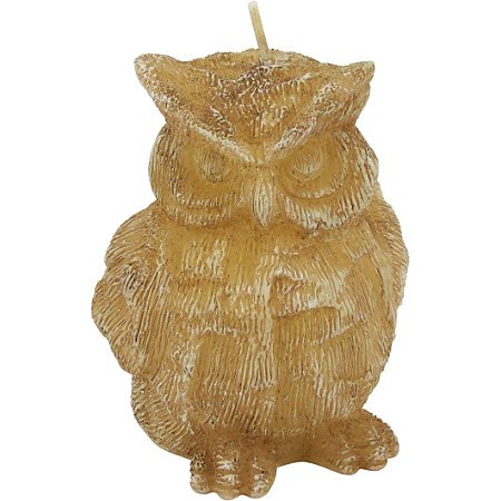 Vela com Formato Coruja Candles Bege de Parafina Decorativa