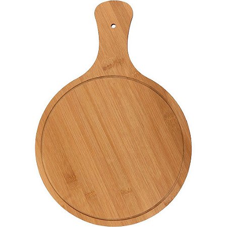 Tábua Para Servir Churrasco Petisco de Bambu Natural Redonda