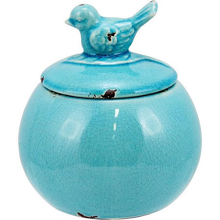 Pote Decorativo de Cerâmica Azul Corella Potiche Home&Co
