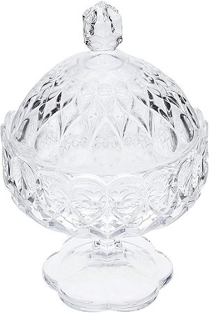 Vaso Angelica Cristal Eco Transparente Decorativo Com Tampa
