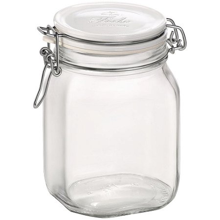 Pote Vidro Fido Bormioli Rocco Hermético Tampa Branca 1000ml