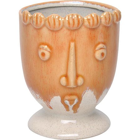 Cachepô Cerâmica Laranja Home&co Viso Decorativo Quarto Sala