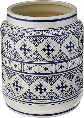 Dacle Vaso Decorativo Ceramica Azul e Branco Home&Co 26x22cm