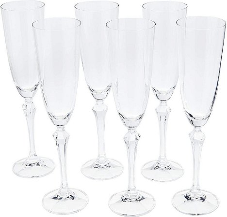 Jogo com 6 Taças Champanhe Bohemia Elisabeth Incolor 200 ml