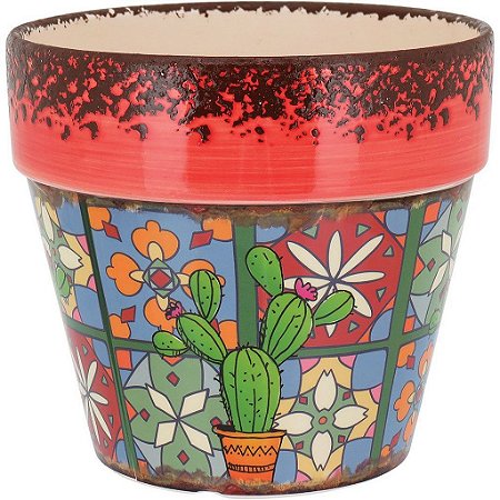 Cachepô Carriche Decorativo Multicolorido em Cerâmica Luxo