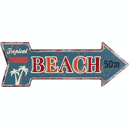 Placa Decorativa para Sala Quarto Retro Metal Azul Seta