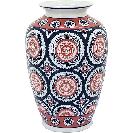 Vaso Olie Decorativo em Cerâmica Azul e Vermelho Home & Co