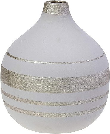 Vaso Decorativo em Cerâmica Cinza Tongass P/ Sala 21,5cm