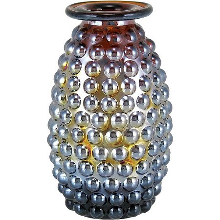 Vaso Lustrado Maou Decorativo Luxo Casa em Vidro Marrom 12cm